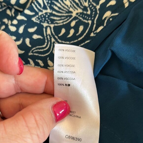 Anthropologie blue white flowy side slit elastic waist pants Size M New - Picture 12 of 13